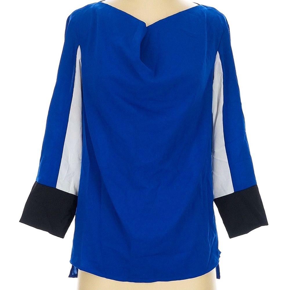 Calvin Klein Long Sleeve Blue and White Top Blouse